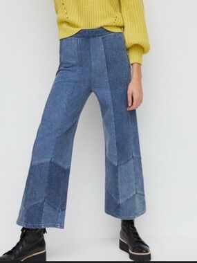 Anthropologie Pilcro High rise Wide Barrel Leg Patchwork Duo Tone Jeans 27